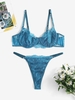 Ensemble de Lingerie en Dentelle à Armature L Bleu