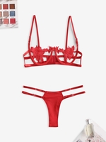 Ensemble de Lingerie en Dentelle au Crochet à Armature M Rouge