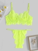 Ensemble de Lingerie Festonnée en Dentelle à Armature L Vert