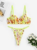 Ensemble de Lingerie Festonnée Fleurie Brodée avec Nœud Papillon L Vert