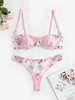 Ensemble de Lingerie Fleur Brodée en Maille Transparente à Armature Xs Rose clair
