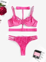 Ensemble de Lingerie Ras-du-cou Cœur Brodé M Rose léger