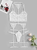 Ensemble de Lingerie Ras-du-cou en Dentelle Transparente avec Jarretelle S Blanc