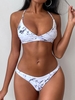 Ensemble de Maillot De Bain Bikini à lacets en marbre ZAFUL Cross S