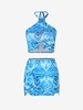 Ensemble de Mini Jupe Croisé Vortex à Col Halter S Bleu
