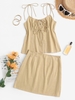 Ensemble de Mini Jupe Fendue Nouée en Avant M Jaune clair