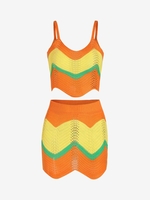 Ensemble de Mini Jupe Festonnée Tricotée Ouverte L Orange
