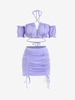 Ensemble de Mini Jupe Moulante à Volants à Col Halter M Violet clair