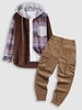 Ensemble de Pantalon Cargo en Velours Côtelé à Imprimé Aztèque Ethnique Taille unique Multi a