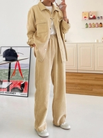 Ensemble de Pantalon Cargo et Veste avec Poches en Velours Côtelé S Café lumière