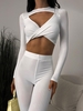 Ensemble de Pantalon Découpé Côtelé Tordu Deux Pièces M Blanc