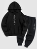 Ensemble de Pantalon de Jogging Caractère Chinois à Doublure en Laine Taille unique Noir