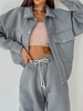 Ensemble de Pantalon de Jogging Thermique à Goutte Epaule avec Poche S Gris