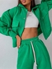 Ensemble de Pantalon de Jogging Thermique à Goutte Epaule avec Poche S Vert
