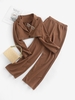 Ensemble de Pantalon Droit Matelassé à Une Epaule avec Un Bouton M Café