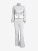 Ensemble de Pantalon Evasé Noué Au Dos à Col Haut M Gris clair