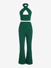 Ensemble de Pantalon Evasé Texturé à Col Halter Xl Vert