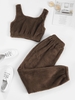 Ensemble de Pantalon Fourré Deux Pièces L Café profond