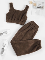 Ensemble de Pantalon Fourré Deux Pièces S Café profond