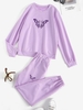 Ensemble de Pantalon Fuselé Papillon Imprimé S Violet clair