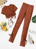 Ensemble de Pantalon Moulant Côtelé Fendu L Café
