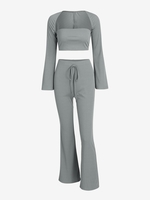 Ensemble de Pantalon Nœud Papillon Côtelé Trois Pièces S Gris