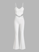 Ensemble de Pantalon Style Déchiré avec Faux Boutons L Blanc
