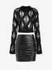 Ensemble de Pull Déchiré Evidé avec Jupe Moulante en PU à Volants Taille unique Noir