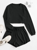 Ensemble de Pull Tricoté Maille à Goutte Epaule à Cordon et de Short S Noir