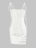 Ensemble de Robe Bicolore Découpée en Maille Transparente à Lacets M Blanc