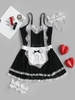 Ensemble de Robe Lingerie Costume de Bonne Cosplay Panneau en Dentelle L Noir