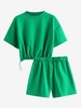 Ensemble de Short à Goutte Epaule à Cordon L Vert