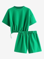 Ensemble de Short à Goutte Epaule à Cordon L Vert