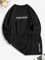 Ensemble de Short à Imprimé Lettre avec Poche M Noir