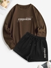 Ensemble de Short à Imprimé Lettre avec Poche S Café profond