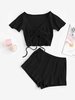 Ensemble de Short Ample Texturé à Manches Raglan à Lacets M Noir