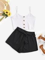 Ensemble de Short Côtelé Noué en Avant Xl Noir