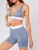 Ensemble de Short de Gym Côtelé à Taille Haute L Gris