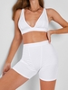 Ensemble de Short de Gym Côtelé à Taille Haute S Blanc