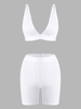 Ensemble de Short de Gym Côtelé à Taille Haute Xl Blanc