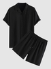 Ensemble de Short en Lin et de Coton avec Poche à Cordon L Noir