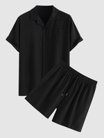 Ensemble de Short en Lin et de Coton avec Poche à Cordon L Noir