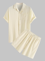 Ensemble de Short en Lin et de Coton avec Poche à Cordon Xl Jaune clair