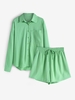 Ensemble de Short Lâche à Goutte Epaule avec Poche M Vert