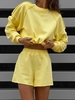 Ensemble de Short Lâche Surpiqûres à Goutte Epaule L Jaune