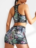 Ensemble de Short Moulant à Imprimé Tropical Matelassé Au Dos Nageur L