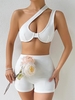 Ensemble de Short Moulant Côtelé Une Epaule à Taille Haute M Blanc