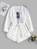 Ensemble de Short Plissé Ceinturé à Goutte Epaule M Blanc