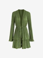 Ensemble de Short Plissé Noué à Taille Haute S Vert
