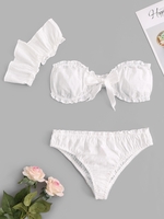 Ensemble de Soutien-gorge Bandeau à Nœud L Blanc